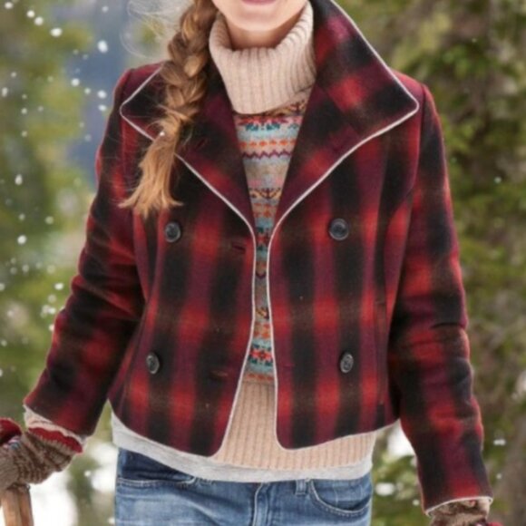 Sundance Jackets & Blazers - Sundance Retro Ombré Plaid Wool Blend Jacket in Red Size 2